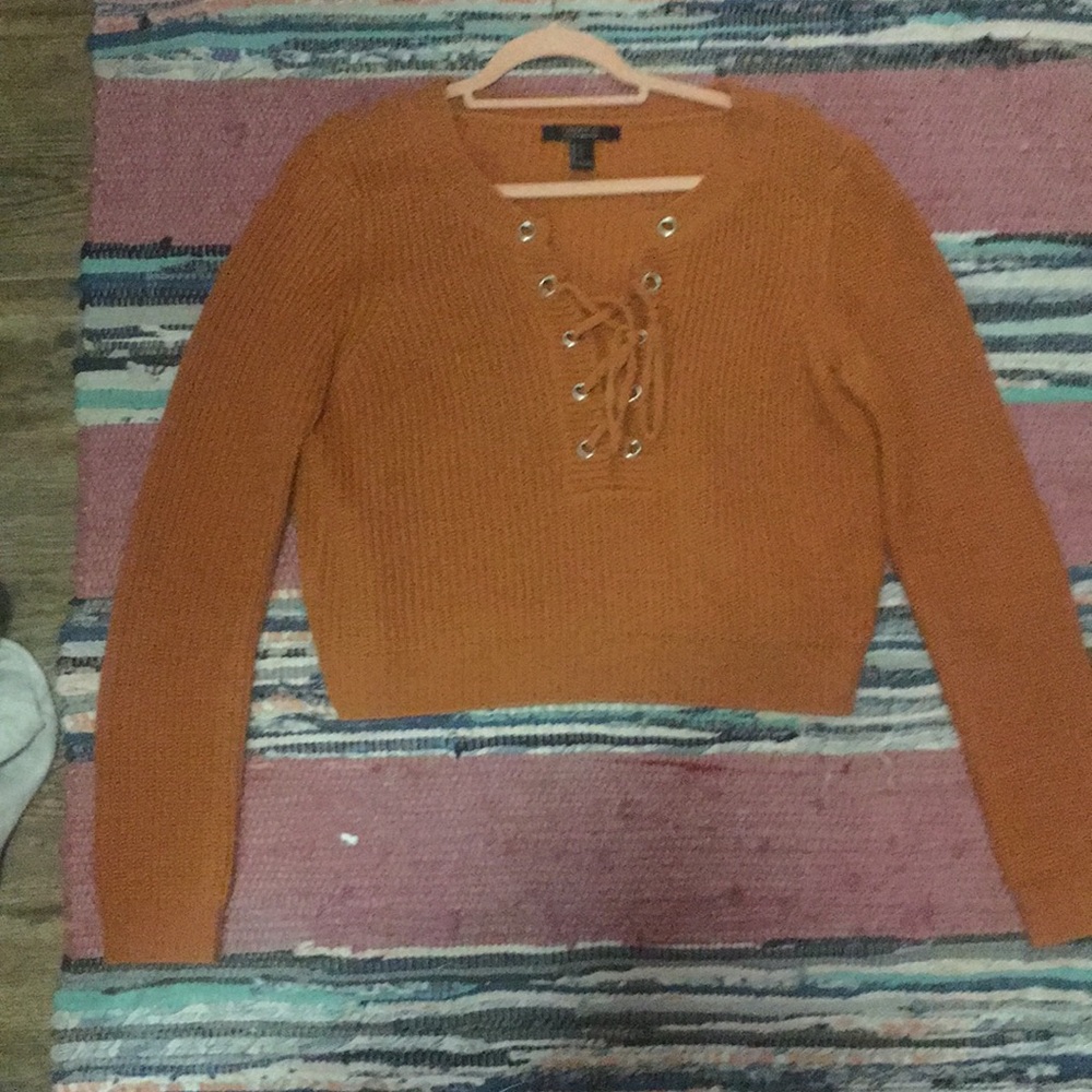 Burnt orange cropped knit sweater